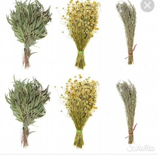 Веники для бани и травы в пучках
