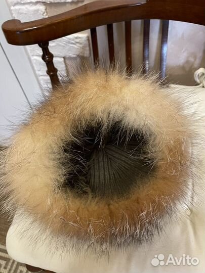 Шапка зимняя меховая (лиса)женская - вязанная