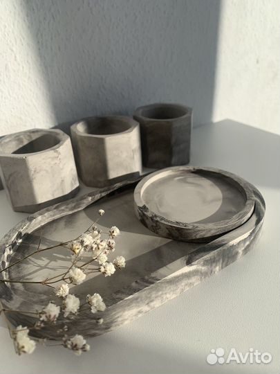 Декоративная подставка, поднос из гипса