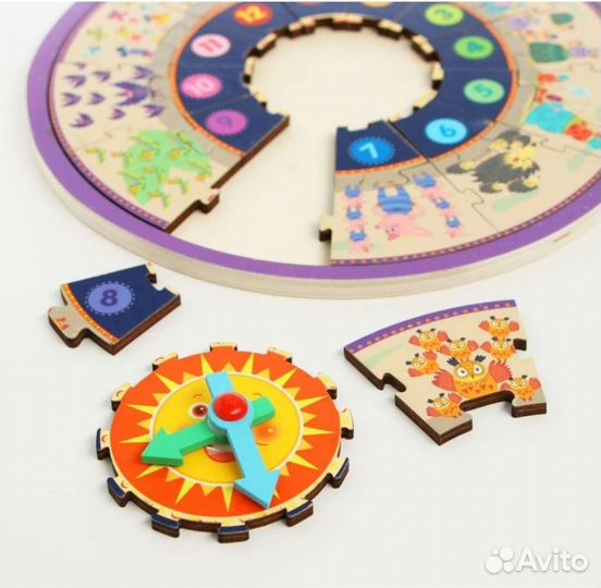 Детские развивающие часы пазлы 2 в 1