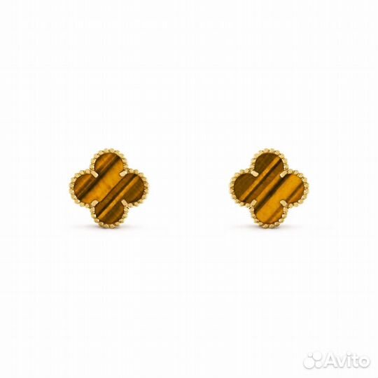 Cерьги Van Cleef Vintage Alhambra Тигровый Глаз