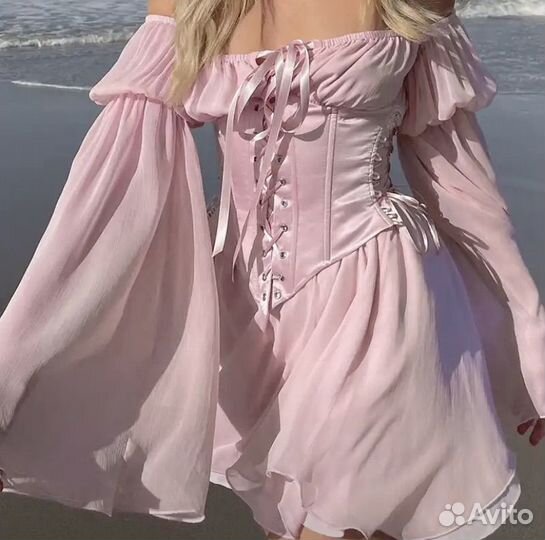 Шифоновое платье с корсетом, faircore