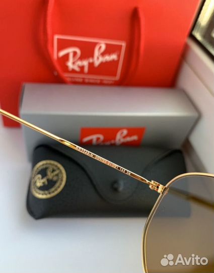 Очки ray ban hexagonal коричневые