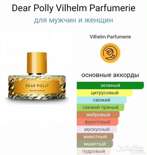 Духи женские Dear Polly Vilhelm Parfumerie