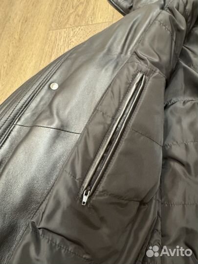 Мужской кожаный пуховик 52