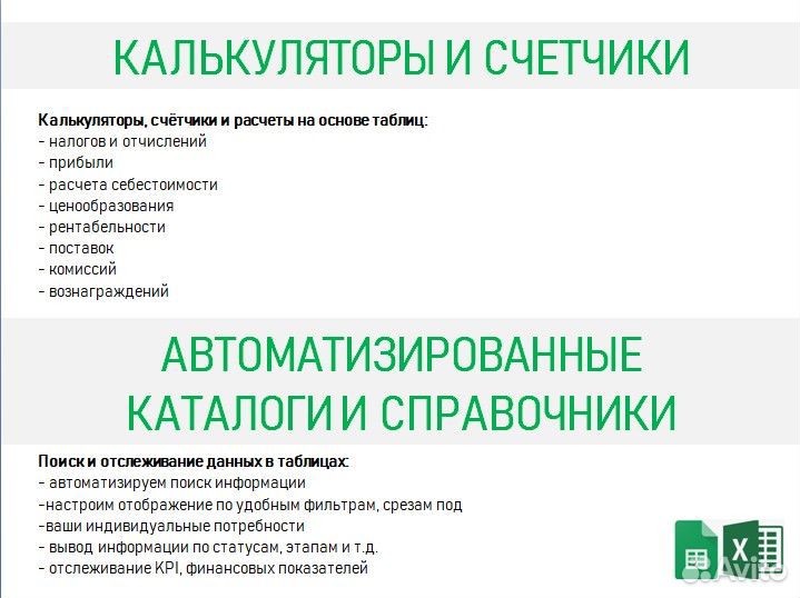 Помощь в работе с Excel, Google таблицы