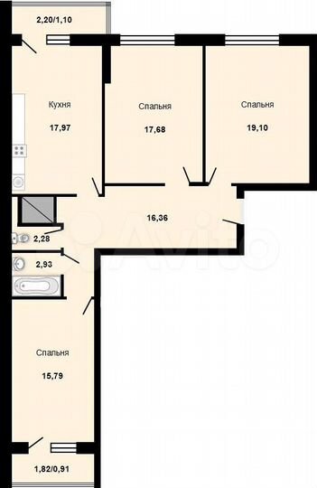 3-к. квартира, 92 м², 8/25 эт.