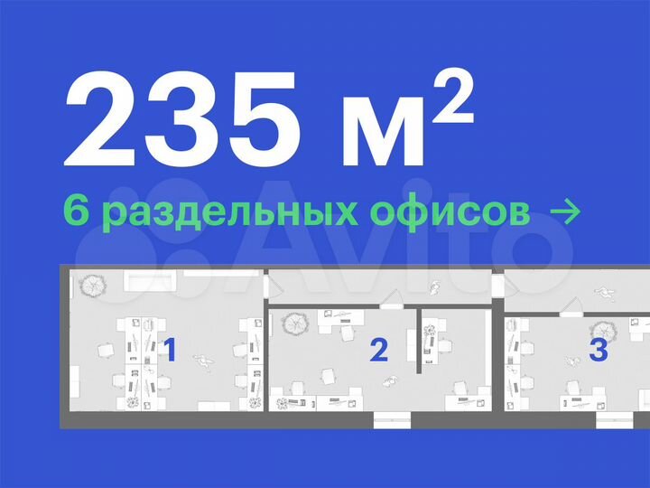 Офисы с новым ремонтом, 235 м² в Зеленодольске