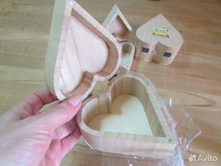 Шкатулка из дерева в форме сердца (2 шт)