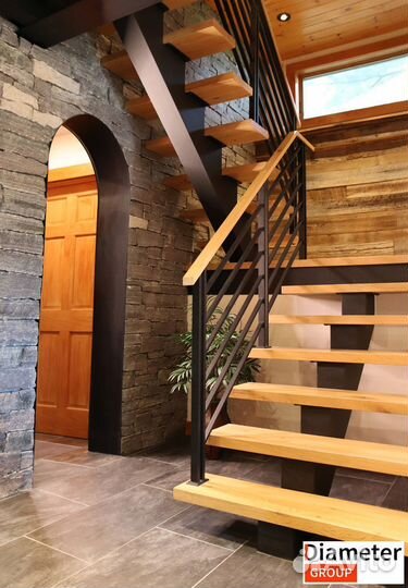 Монтаж межэтажной лестницы на косоурах