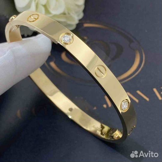 Браслет Cartier Love, 4 брилл., желтое золото 0,42ct