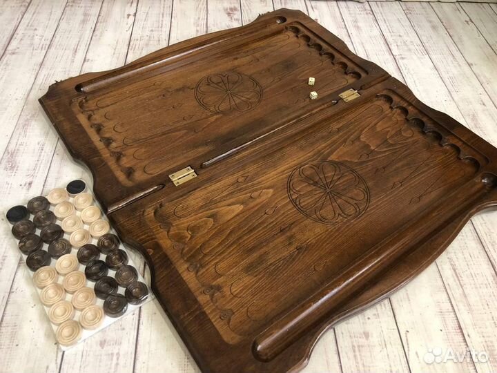 Нарды резные Лев с узором