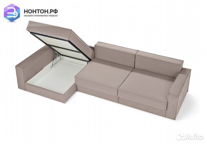 Диван угловой еврокнижка трехместный Тревис бежевы