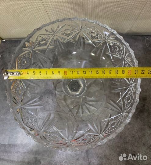 Ваза большая на ножке хрусталь бокал винтаж