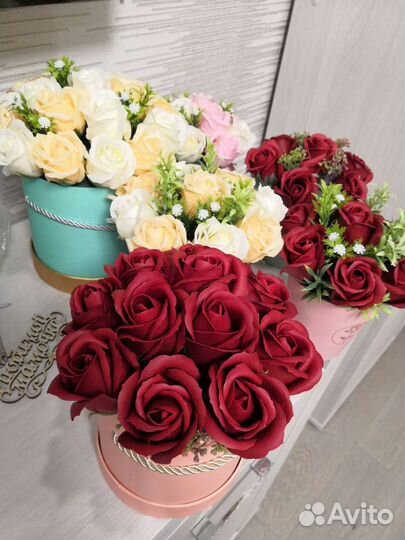 Мыльные розы в коробочках