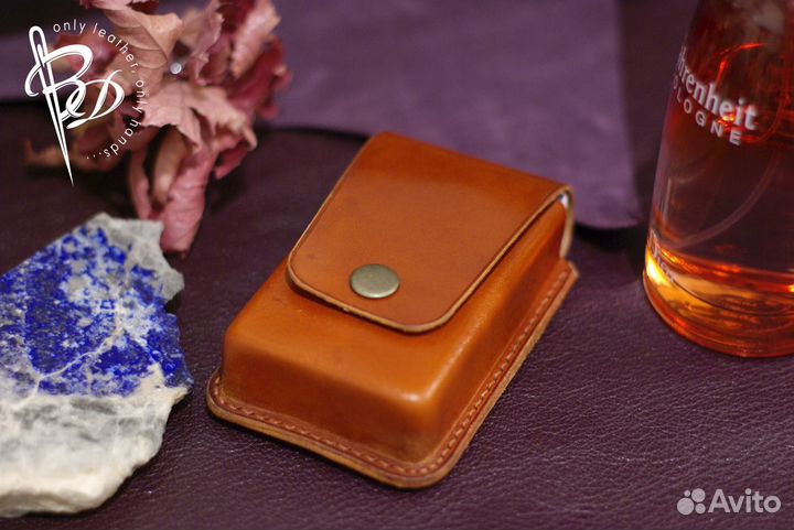 Чехол для пачки сигарет, кожа, руч. работа
