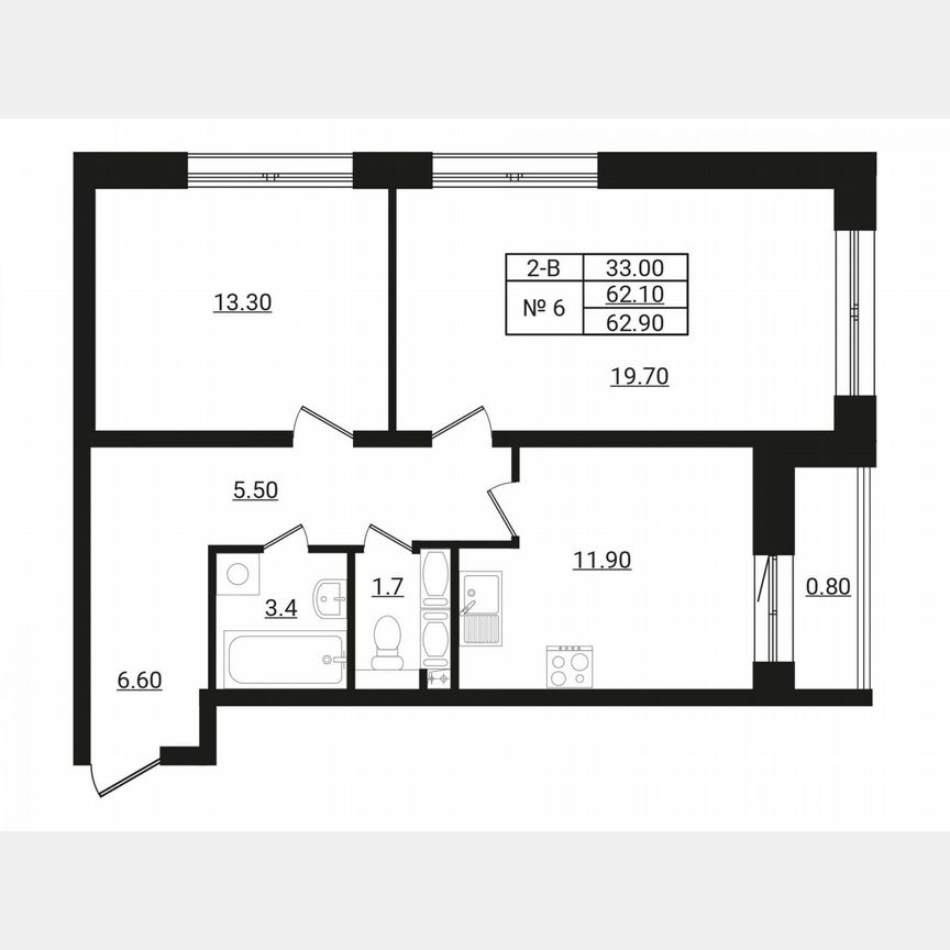 2-к. квартира, 64,8 м², 2/8 эт.