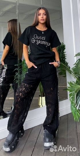 Брюки гипюровые