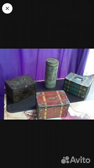 Старинные коробочки от кофеина и печенья. Ретро