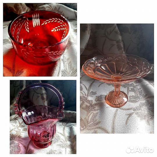 Вазы из цветного стекла, винтаж СССР