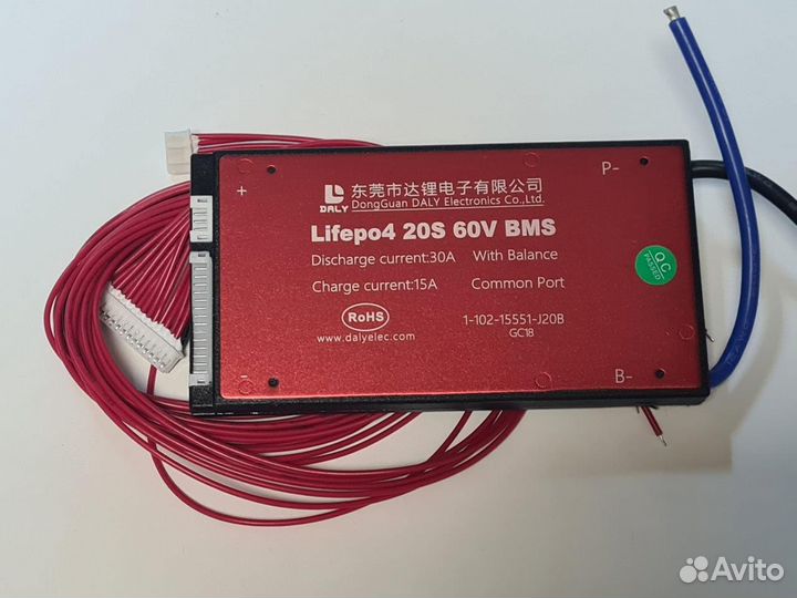 Плата контроля BMS lifepo4 20S 60V 30A