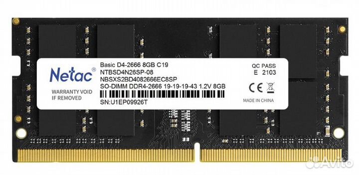 Оперативная память netac DDR4 SO-dimm 8Gb 2666MHz