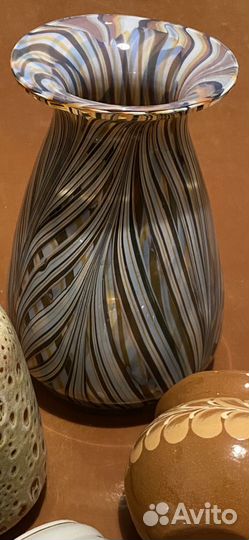 Ваза цветное гутное стекло СССР лксф