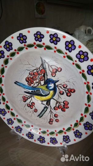 Корабль,зима,птица тарелки настенные