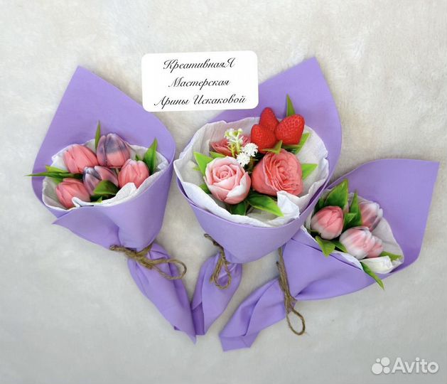 Букеты из мыла, ручная работа к дню учителя