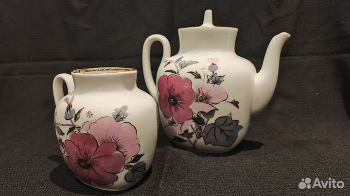 Чайник и молочник лфз Ветка шиповника СССР