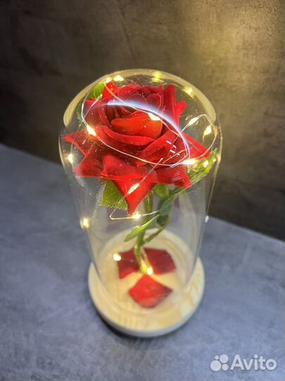 Роза в колбе с подсветкой