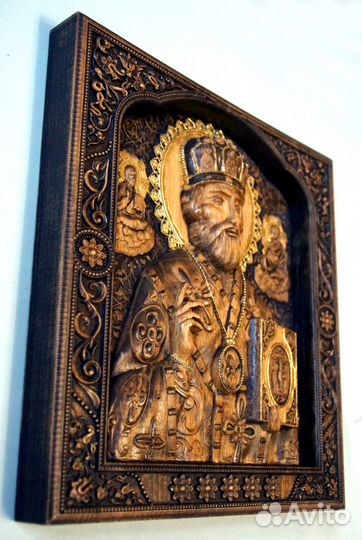 Объемная резная икона