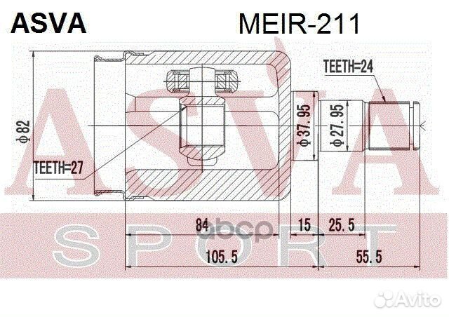 ШРУС внутренний правый 27X38X24 meir211 asva