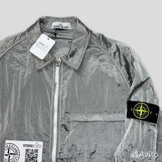 Рубашка овершот Stone island Nylon Metal серебро