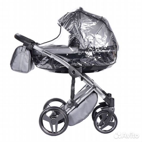 Коляска 2 в 1 Junama Fluo Line, кожа, цвет серый