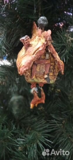 Елочная игрушка избушка на курьих ножках