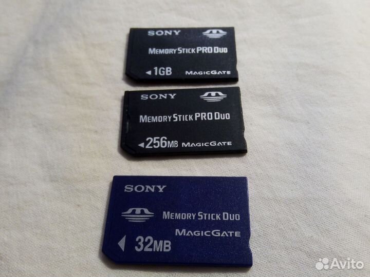 Карты памяти Sony MS pro duo 32/256mb и 1gb