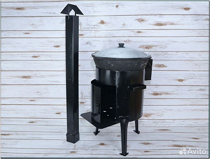 Казан +печь 12л сталь 3мм.Подарок шумовка.Доставка