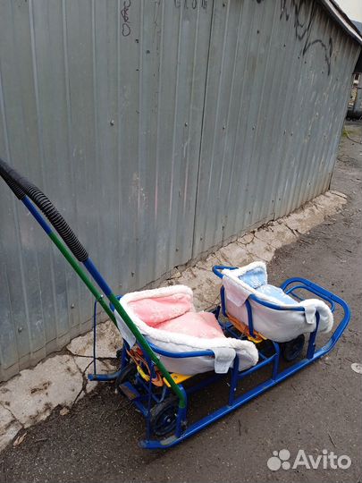 Санки для двойни с колесами