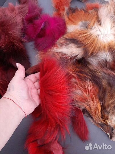 Мех красный лоскут кусочки меха