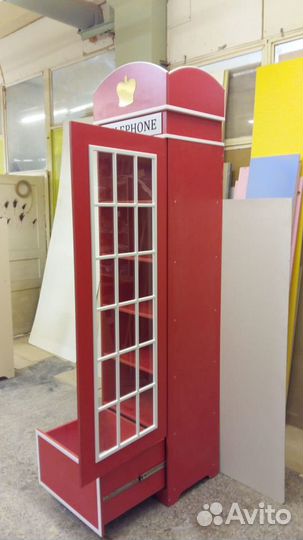 Красная Телефонная Будка Шкаф в детскую London-15