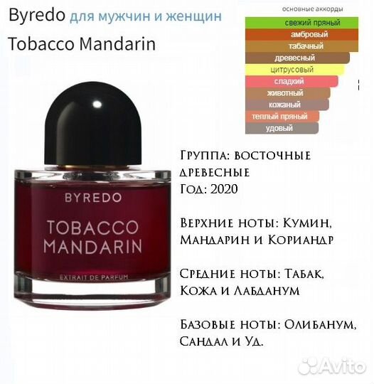 Byredo Tobacco Mandarin духи высокой концентр