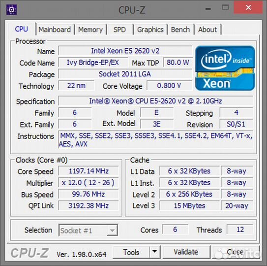 Intel Xeon E5 2620 v2 (6/12) + E5 2670 v2 (10/20)