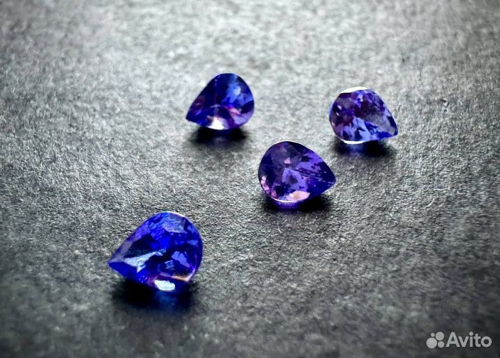 Танзаниты топового цвета 1,22 ct 4 шт