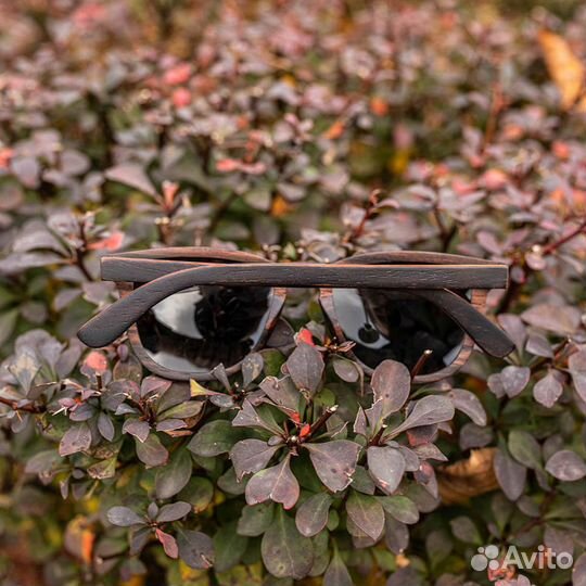 Деревянные солнцезащитные очки вайфареры чёрные