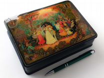 Ларец в стиле басма. Сундучок с золотом. Сундучок из дерева. Ларец "садко". Шкатулка-чароит (арт.