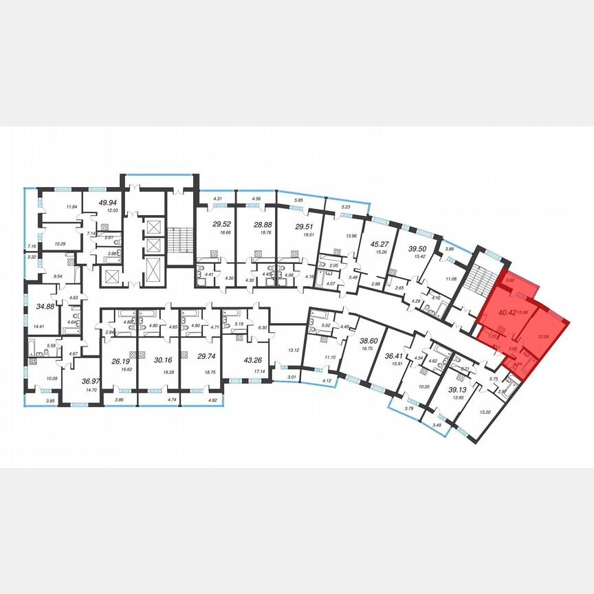 1-к. квартира, 43,2 м², 17/22 эт.