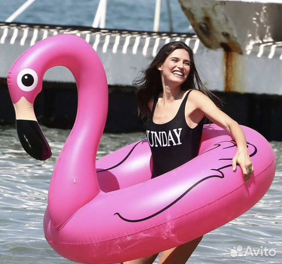 Надувной круг розовый фламинго