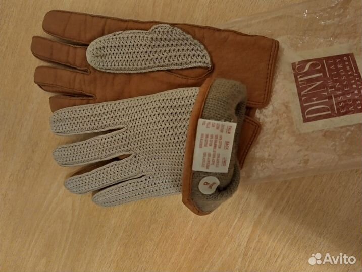 Перчатки женские кожаные бежевые 8