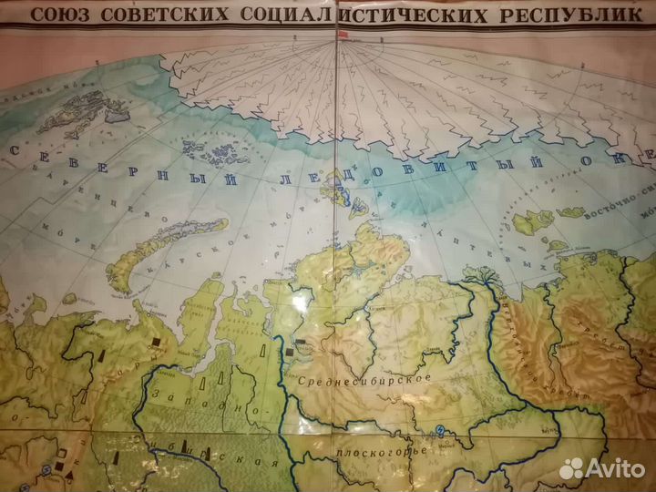 Карта СССР с шапкой Северного полюса
